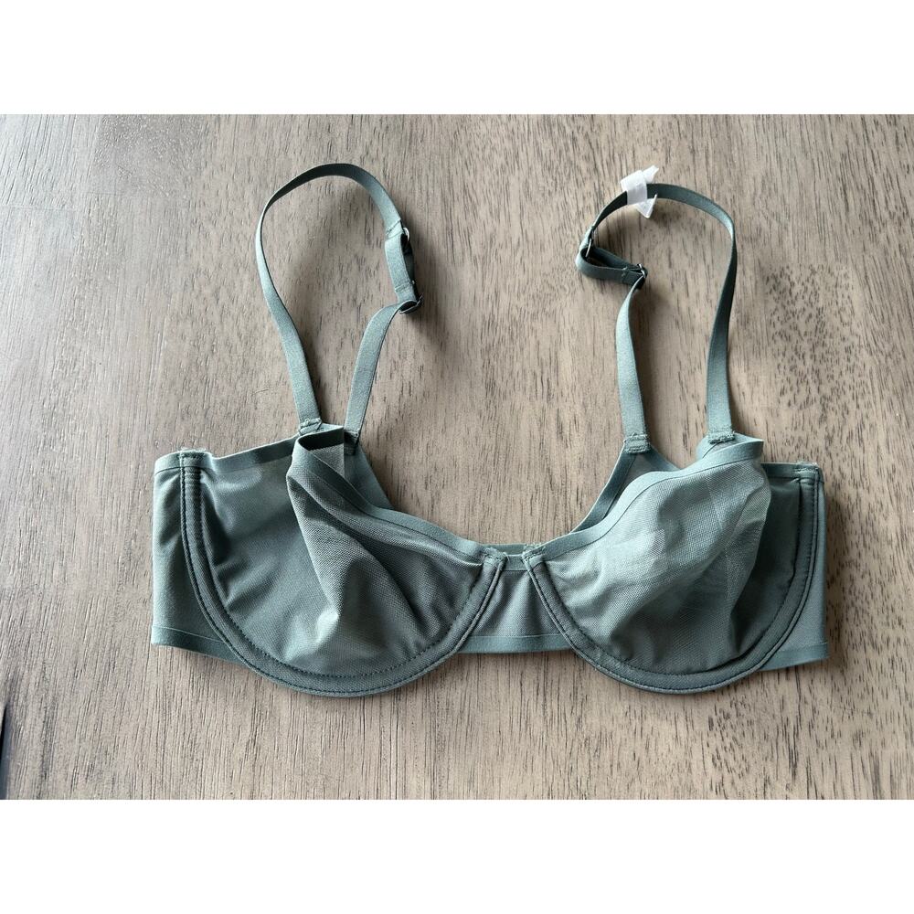 Aerie Smoothez Balconette Army Green Mesh Bra - 32D